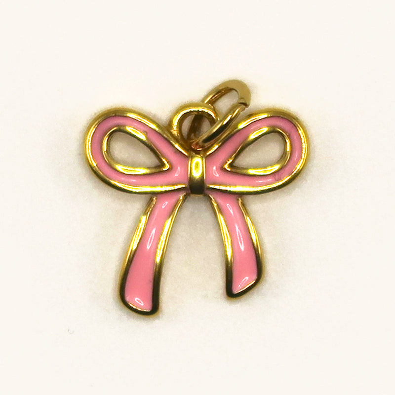Gold Bow Pink charm
