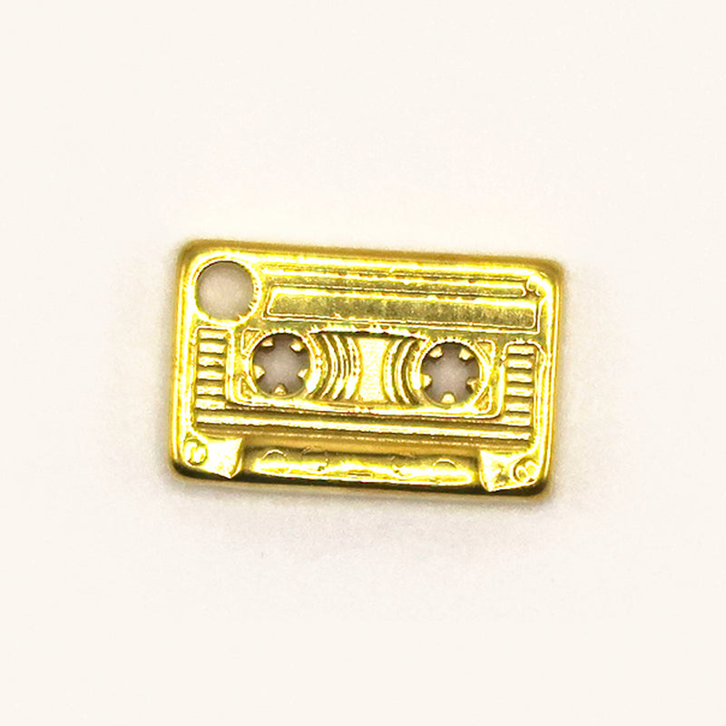 Gold Cassette Tape charm