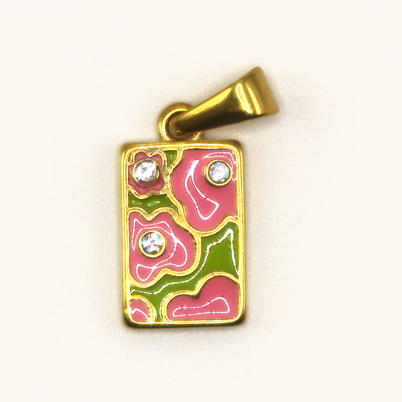 Gold Cloisonne Floral charm