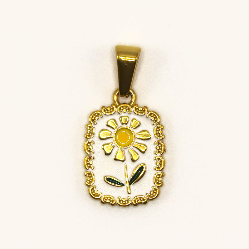 Gold Daisy Panel charm