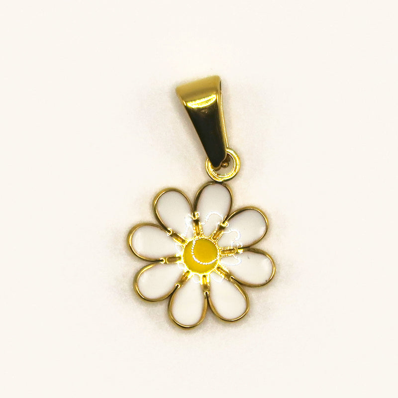 Gold Daisy White charm