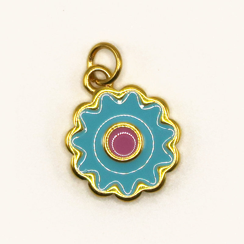 Gold Flower Teal charm