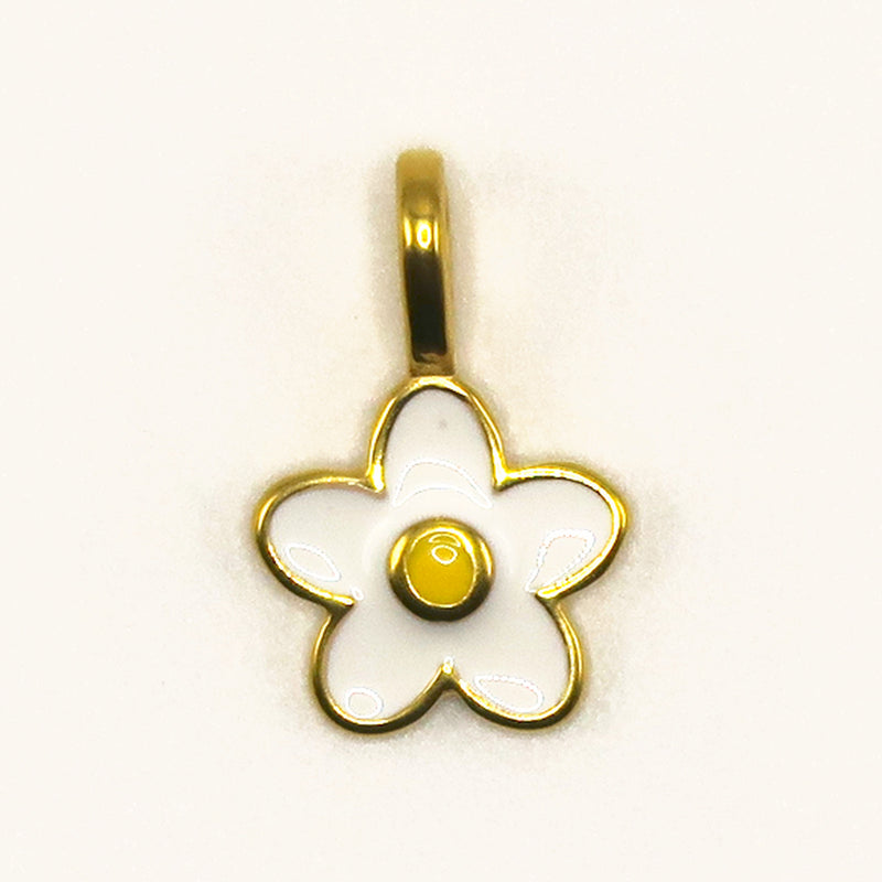 Gold Flower White charm