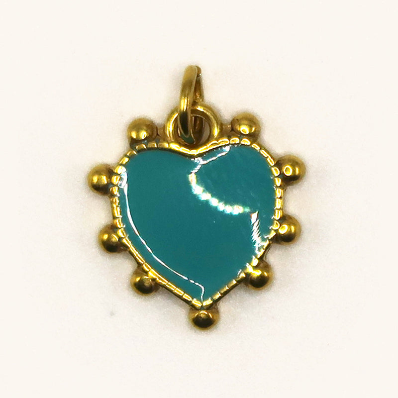Gold Heart Teal charm