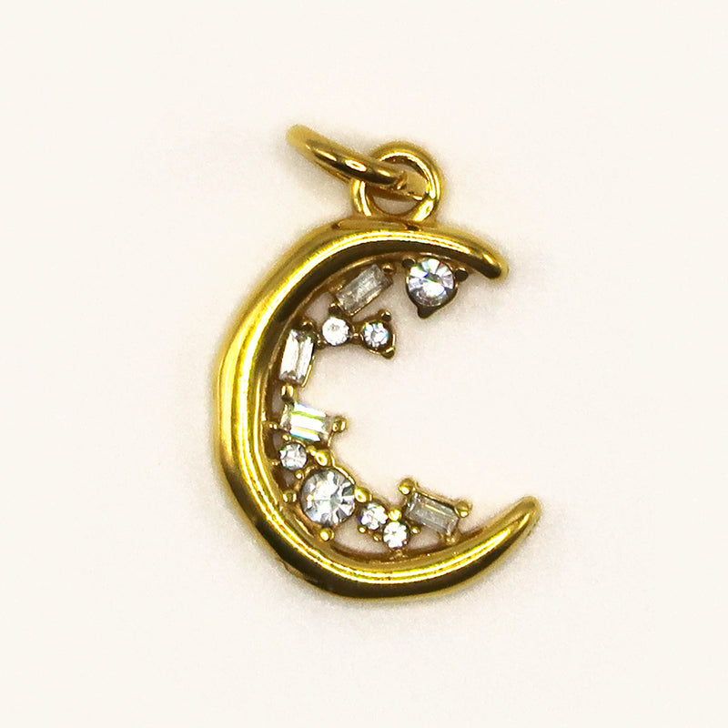 Gold Moon Crystal charm