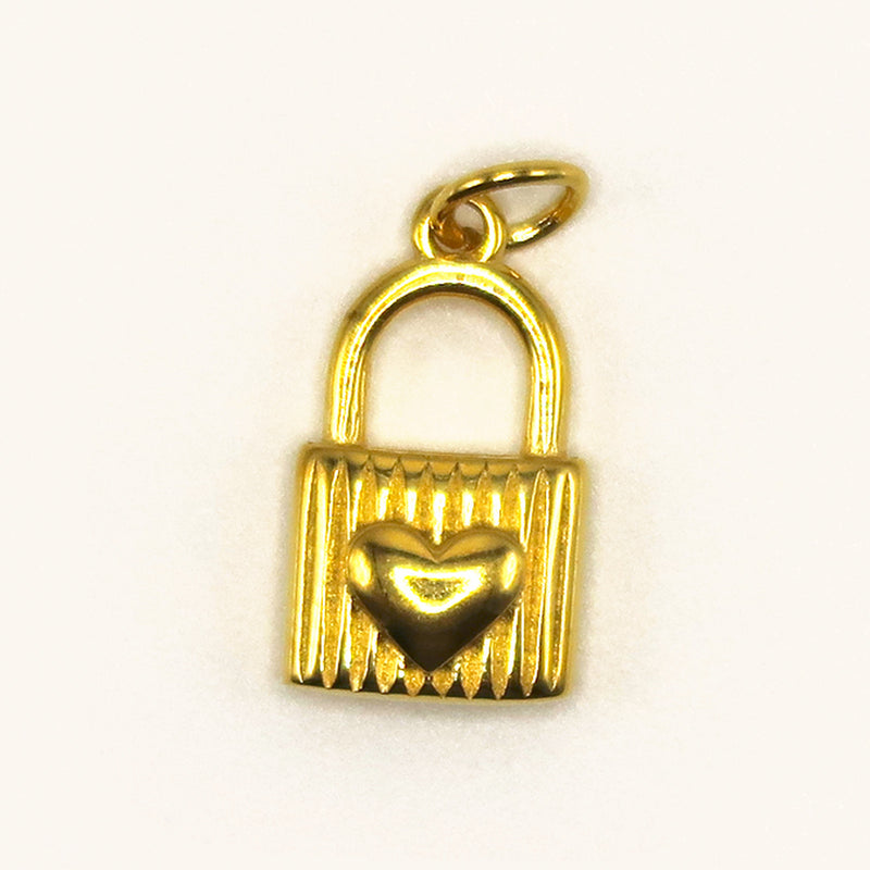 Gold Padlock Heart charm