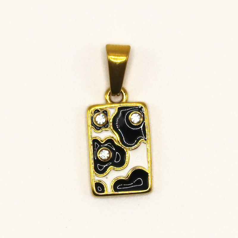 Gold Panel Black White charm