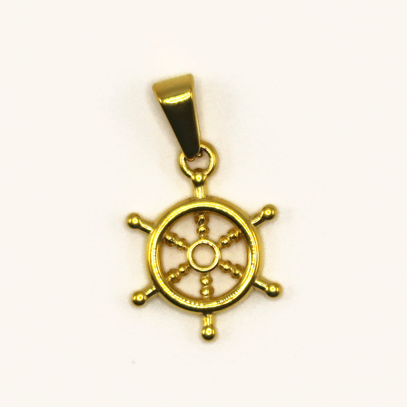 Gold Ships Wheel charm