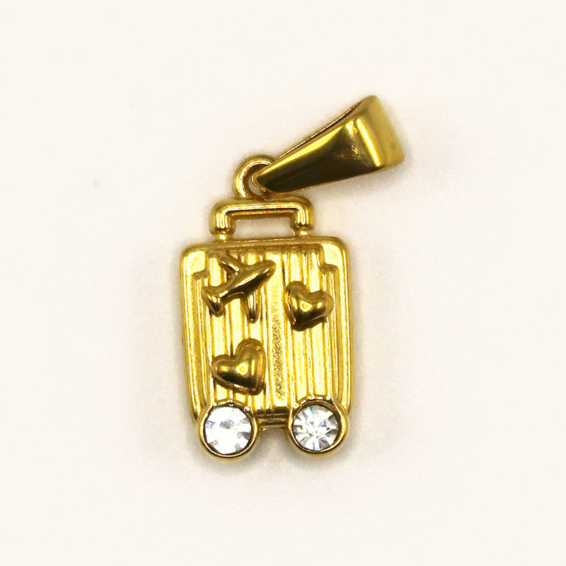 Gold Suitcase Wheels charm